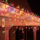 Multicolor Icicle Lights, White Wire 