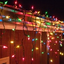 Multicolor Icicle Lights, Green Wire 