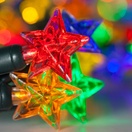 20 Multicolor Battery Operated Star LED Lights, Green Wire