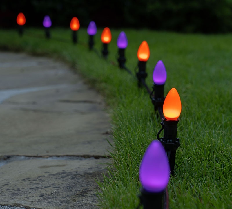 Purple & Orange Spooky Halloween Walkway Lights