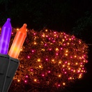 Purple, Orange Halloween Net Lights, Black Wire
