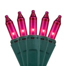 100 Pink Christmas Tree Mini Lights, 6" Spacing, Green Wire