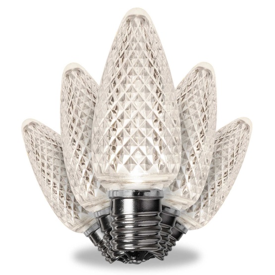 Kringle Traditions TM C9 120V Dimmable Pure White LED Christmas Light Bulbs