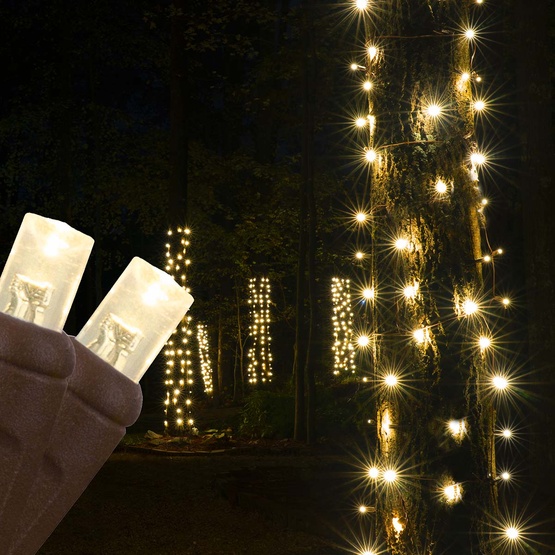 StretchNet Pro 14" x 31.5" Tree Wrap Lights, 5mm LED, 50 Warm White Lights, Brown Wire