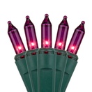 50 Purple Christmas Tree Mini Lights, 6" Spacing, Green Wire