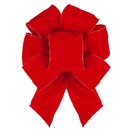 Red Wire Puff Velvet Christmas Bow, 7-Loop