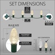 25 C7 Warm White LED Christmas Lights, 8" Spacing
