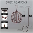 8" Warm White LED Christmas Light Ball, Fold Flat Brown Frame