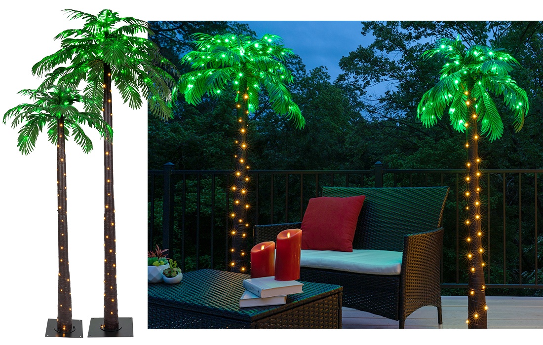 Curved LED Lighted Palm Trees