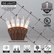 6" x 12' Trunk Wrap - 150 Clear Lights, Brown Wire