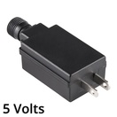 Transformer, 7.5 Watts, 2 Prong Male Plug, Black, 5V