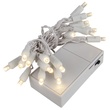 20 Warm White Battery Operated 5mm LED Christmas Lights, White Wire