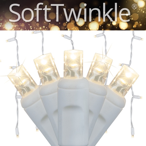 70 5mm Warm White SoftTwinkle LED Icicle Lights