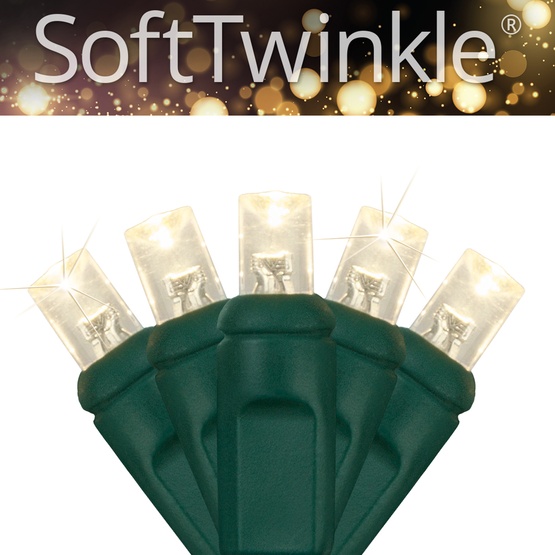 50 5mm Warm White SoftTwinkle LED Christmas Lights, 4" Spacing