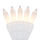 50 White Frost Christmas Tree Mini Lights, 4" Spacing, White Wire