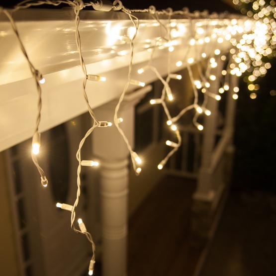 70 5mm Warm White LED Icicle Lights