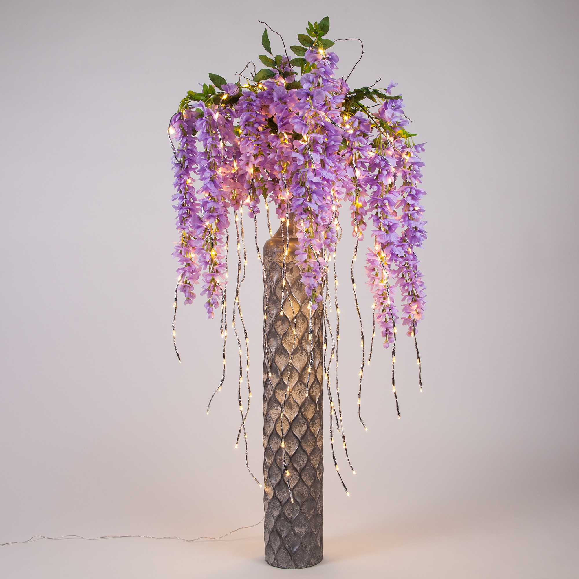 Pink Flowers Lighted Branch Vase Decoration