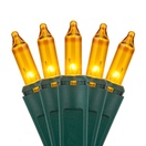 100 Yellow Christmas Tree Mini Lights, 2.5" Spacing, Green Wire